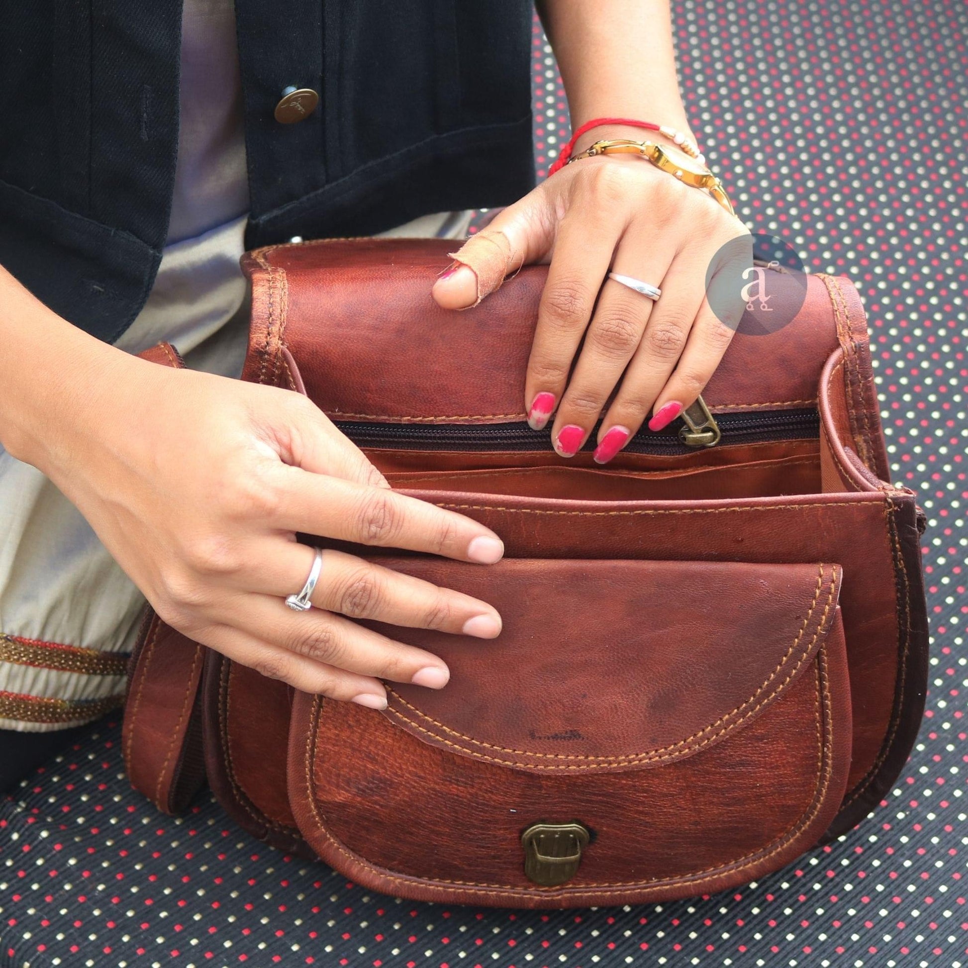 Women Showing Crossbody Purse